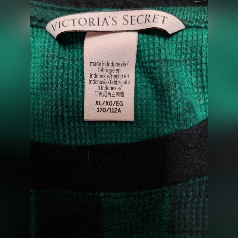 Victoria's Secret Thermal Green Plaid Nightshirt/Nightgown- Size XL - Picture 6 of 8
